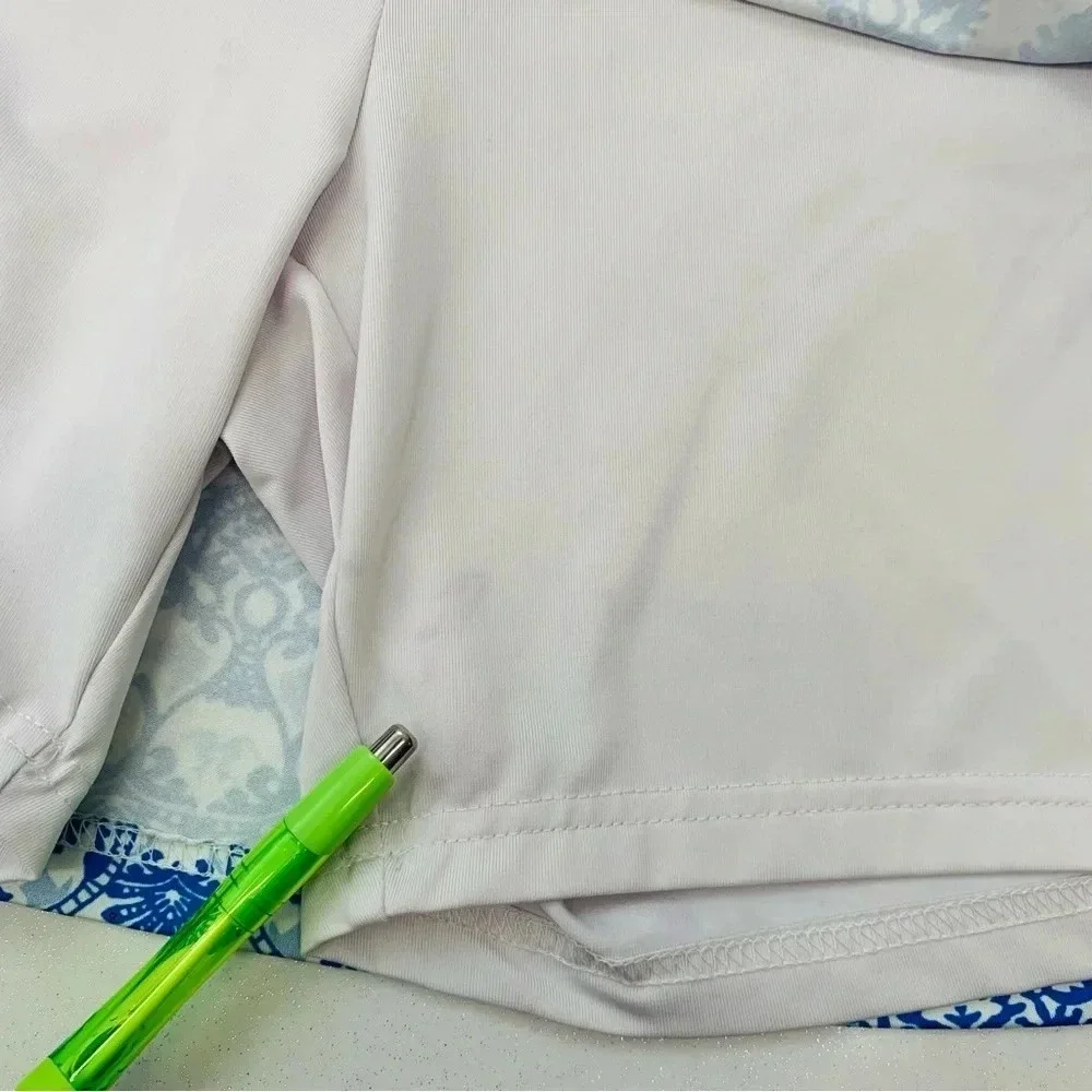 Ekouaer Skort Skirt XL Pull On Blue White Print Elastic Waist Tennis Pickelball‎